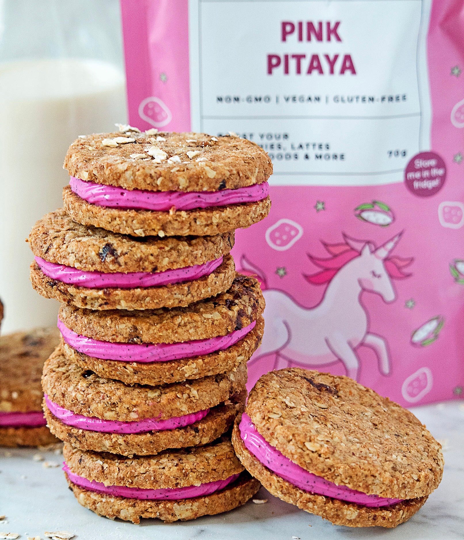 pink pitaya oat biscuits