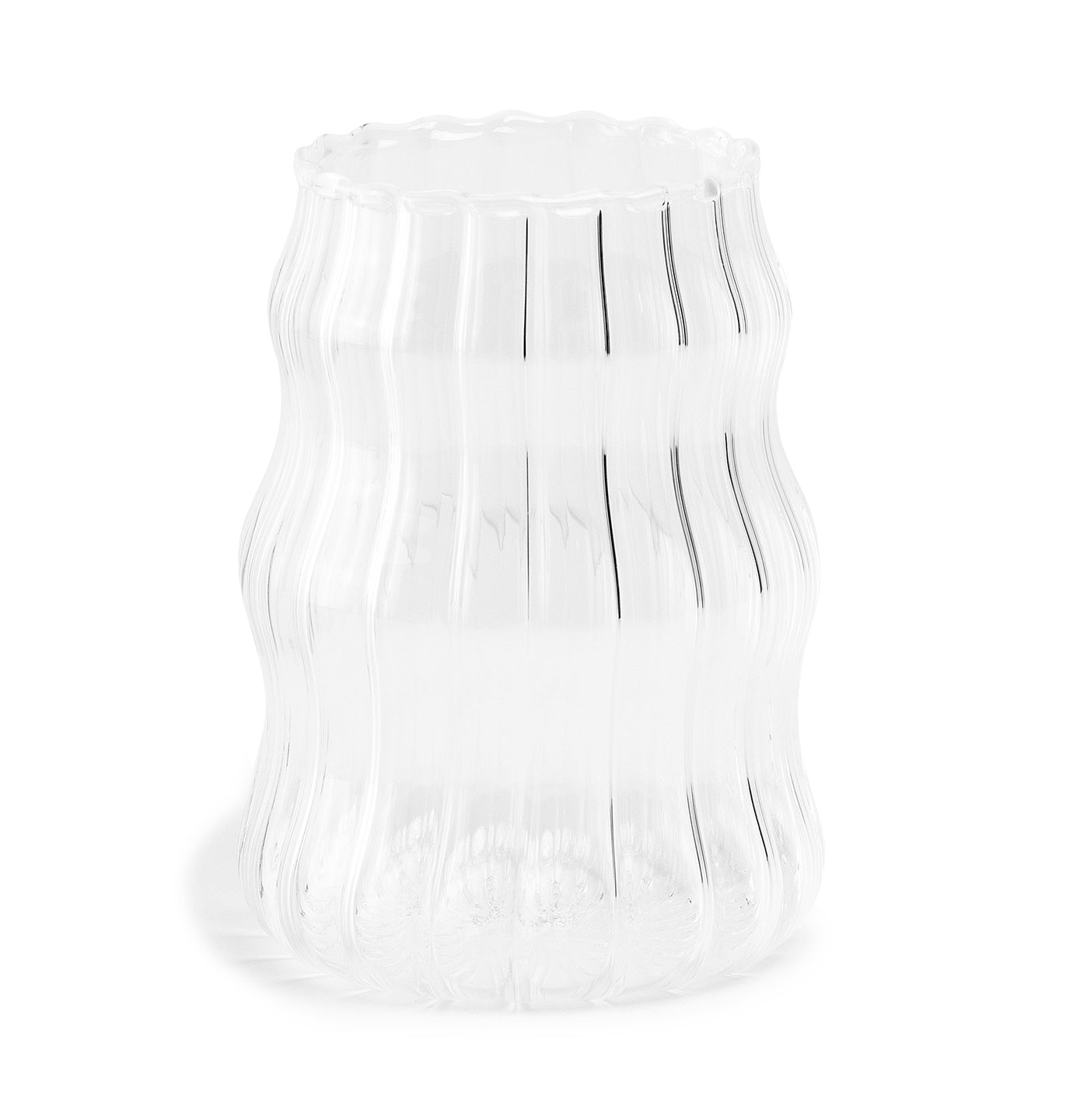 Wavy Ribbed Glass Cup