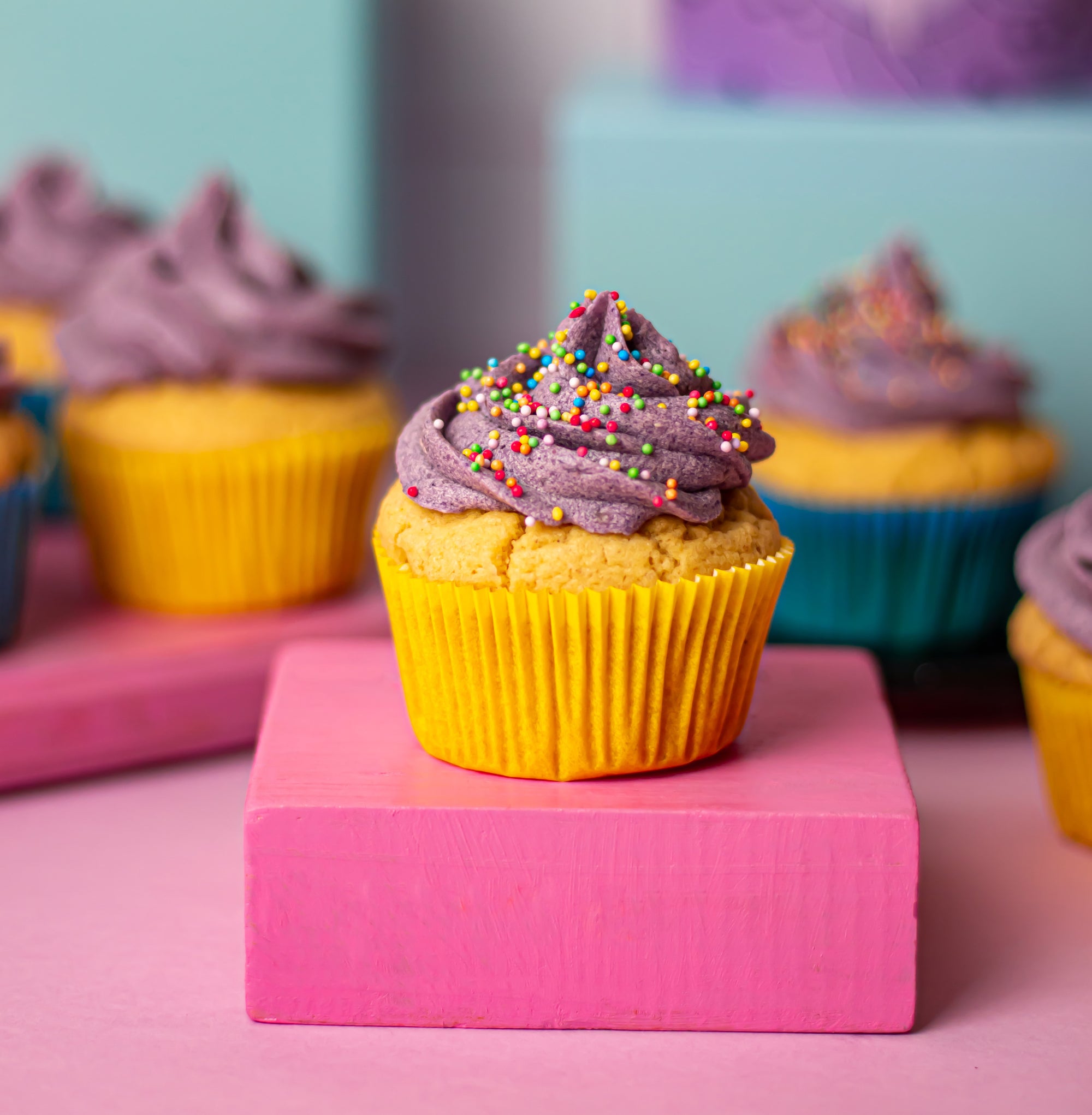 Vanilla Cupcakes with Black Goji Buttercream