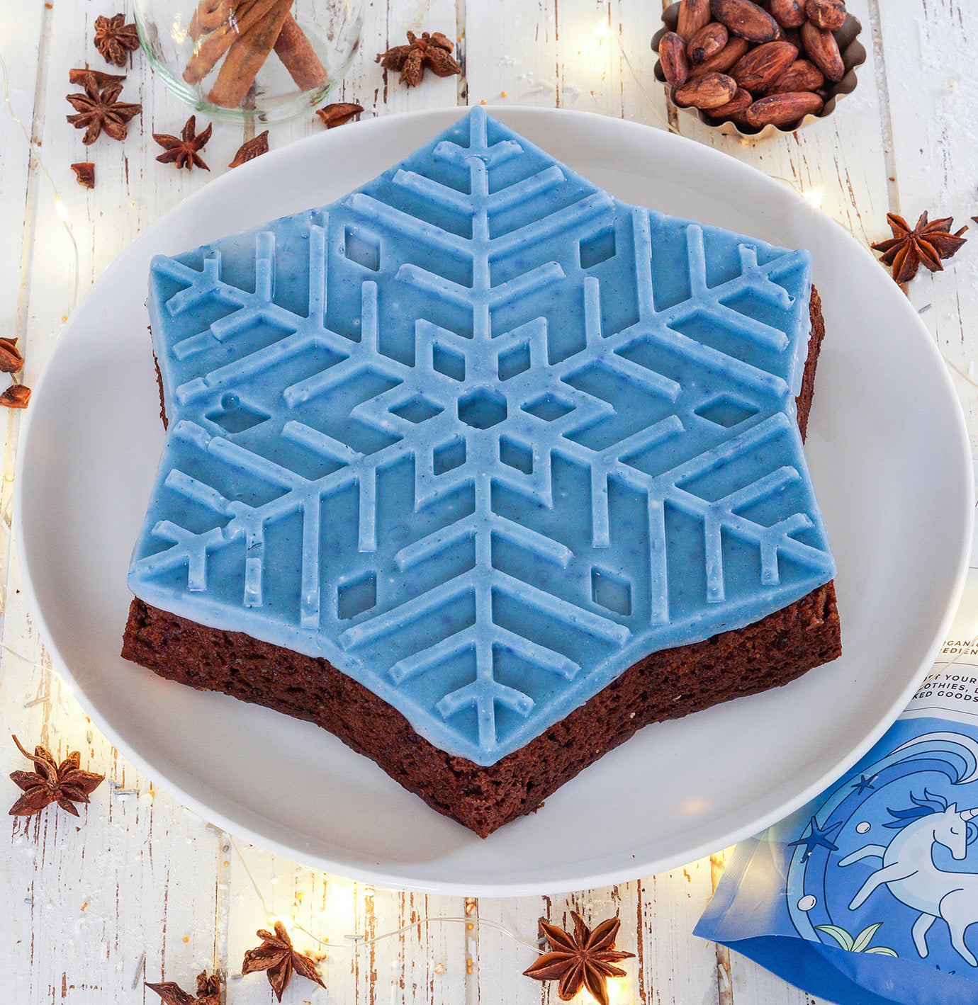 Gingerbread Cake With Blue Spirulina Glaze