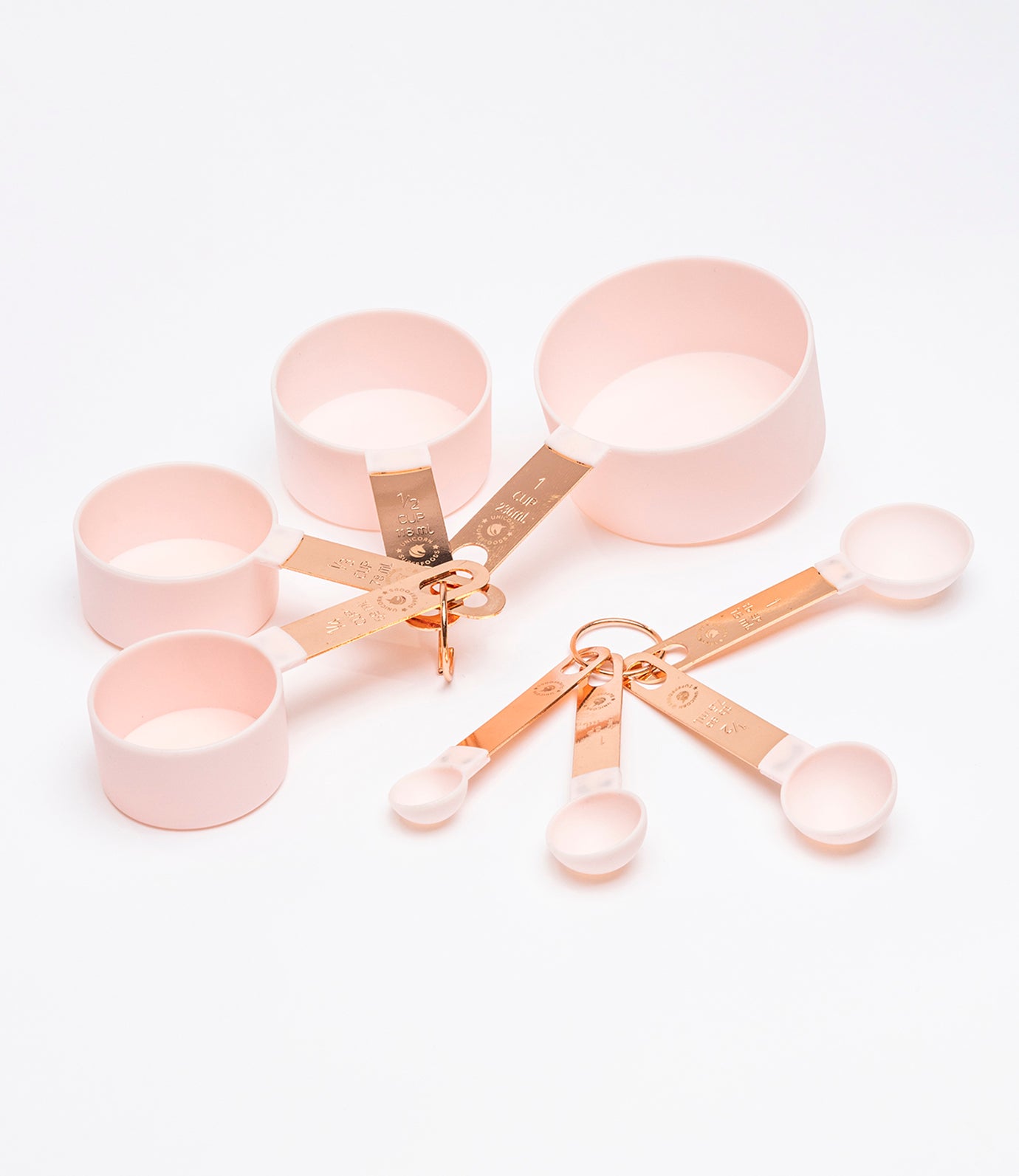 Pink and Gold Measuring Cups and Spoons Set